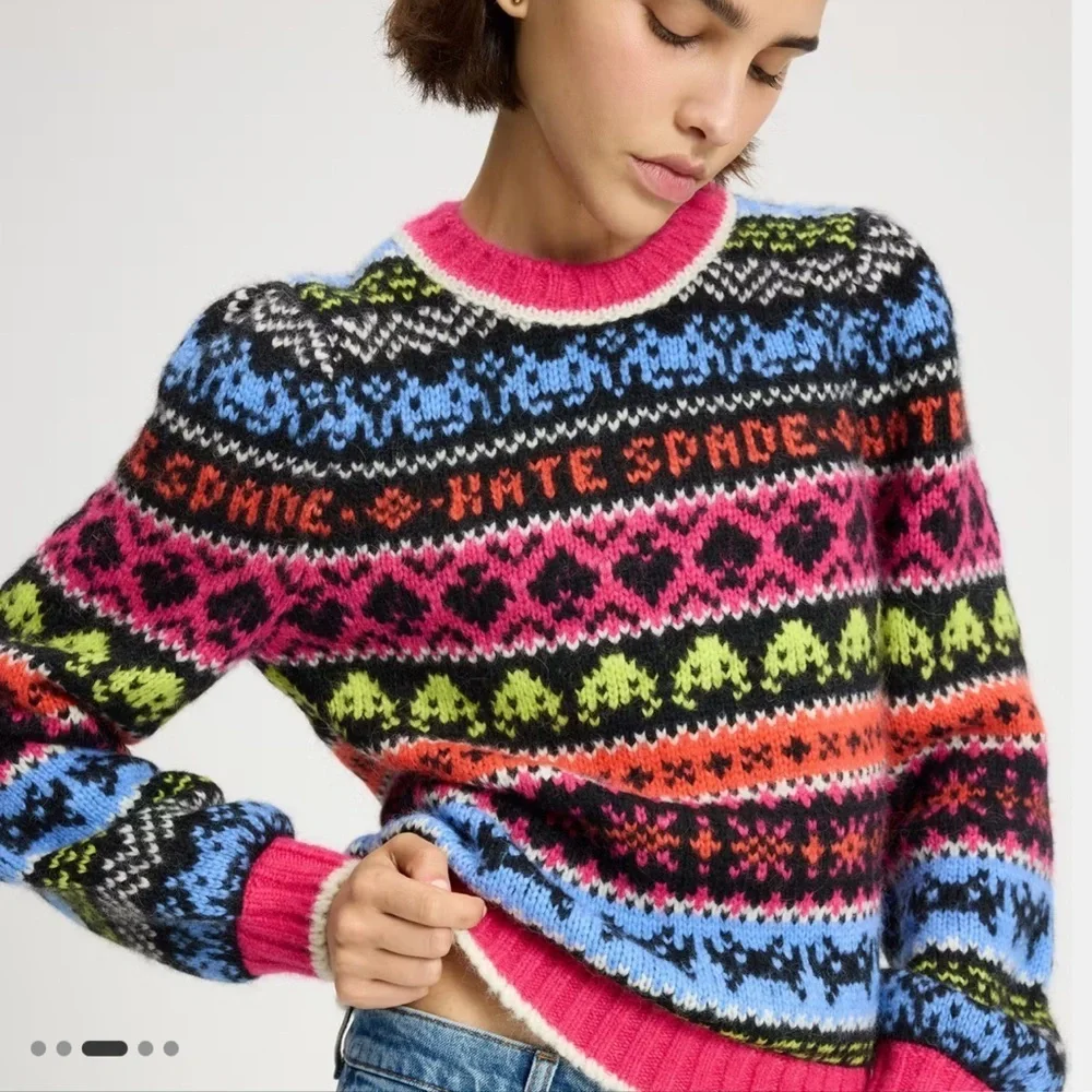 Space Invaders X Kate Spade Alpaca Fair Isle Sweater size Small